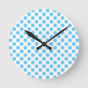 Blue and white polka dots pattern round clock