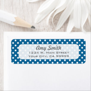 Blue and White Polka Dots Return Address Label