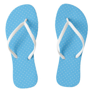 blue and white polka dots thongs