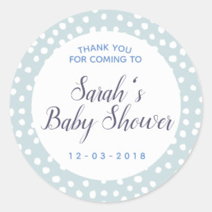 Blue and white polkadot baby shower sticker