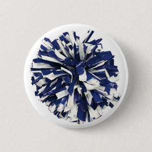 Blue and White Poms 6 Cm Round Badge