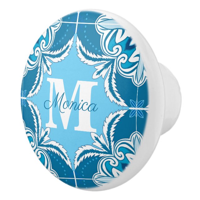 💙🤍Blue and white Porto Azulejos,  Ceramic Knob (Right)