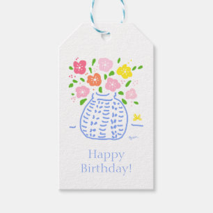 Blue and White Posy Vase Gift Tag