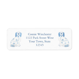 Blue And White Pottery Spaniel Dogs Return Address Return Address Label