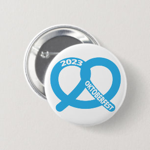 Blue and White Pretzel German Brezel Oktoberfest 6 Cm Round Badge
