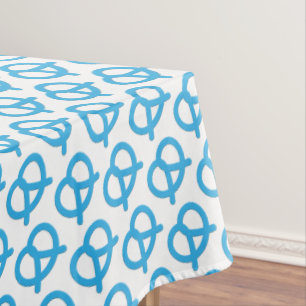 Blue and White Pretzel Pattern German Oktoberfest Tablecloth