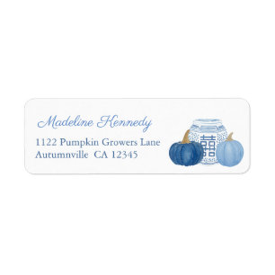Blue And White Pumpkins Ginger Jars Return Address Return Address Label