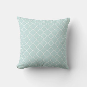 Blue and White Quatrefoil Pattern Monogram Cushion