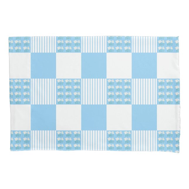 Blue and white quilt block Pillowcase (Front)