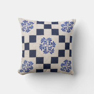 Blue and white quilt cushion