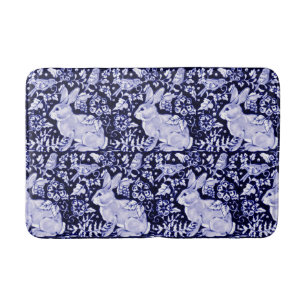 Blue and White Rabbit Bird Bath Mat Dedham Navy