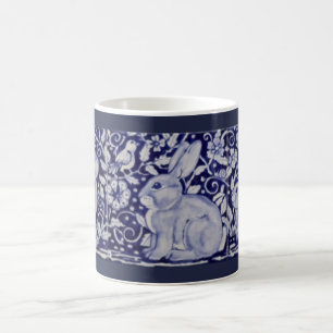Blue and White Rabbit China Cobalt Dedham Mug