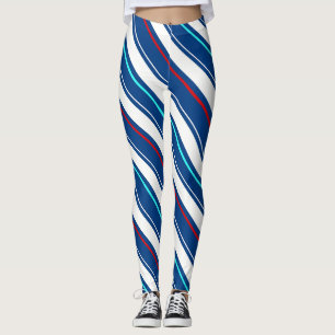 Blue And White Regimental Stripes Leggings