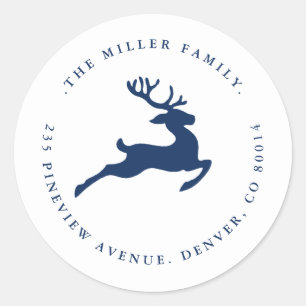 Blue and white Reindeer Holiday Seal / Address 