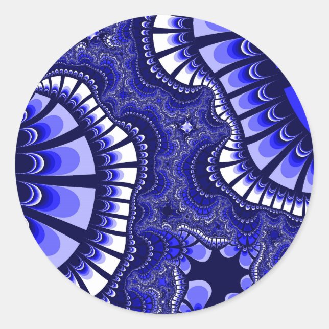 Blue and White Remix Classic Round Sticker (Front)