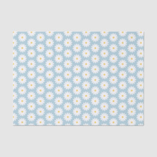 Blue and White Retro Vintage Daisy Pattern  Tissue Paper