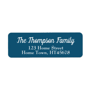 Blue and White Return Address Label