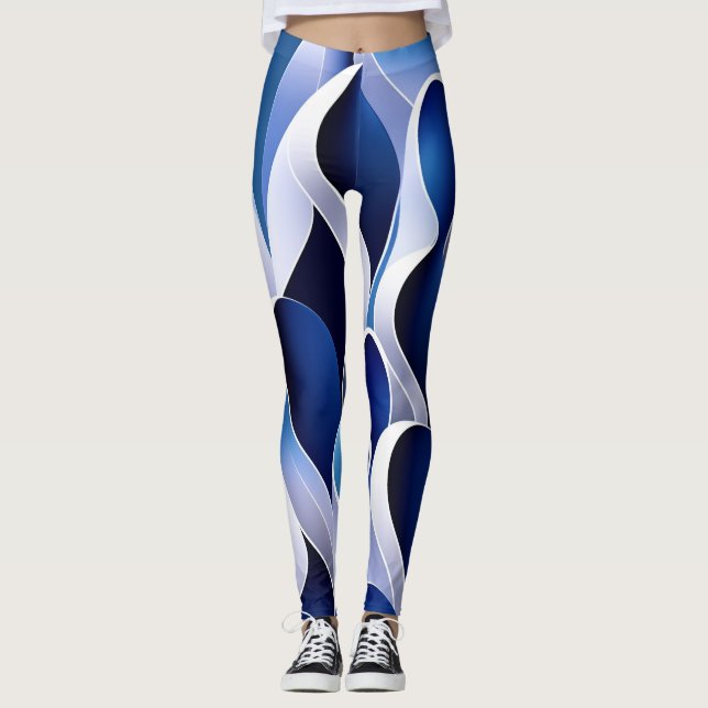 Blue and White Ribbon Leggings (Front)