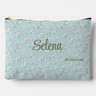 Blue and White Romantic Floral Bridesmaid Accessory Pouch