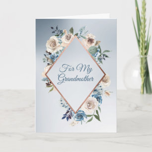 Blue and White Rose Frame Grandmother's Card