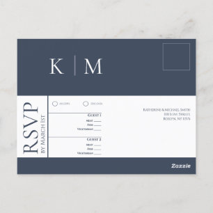 Blue and White-RSVP-Wedding- Postcard