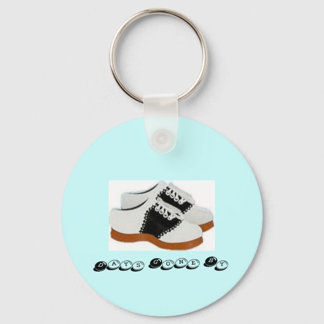 Blue and White Saddle Shoes-Days Gone By Key Ring (Front)