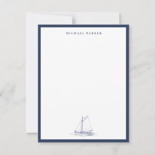 Blue and white Sailboat Nautical Thank You Card