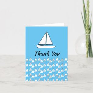 Blue and White Sailboat Thank You Card