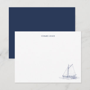 Blue and white Sailboat Yacht Thank You Card