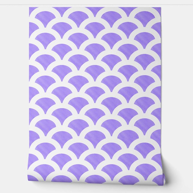 Blue and White Scallop Wallpaper (Unrolling)