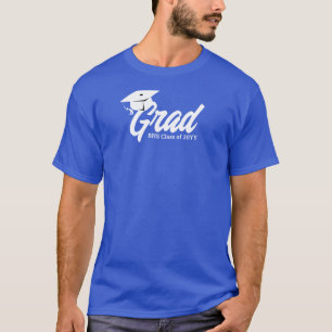 Blue and White School Colours Grad Day Personalise T-Shirt