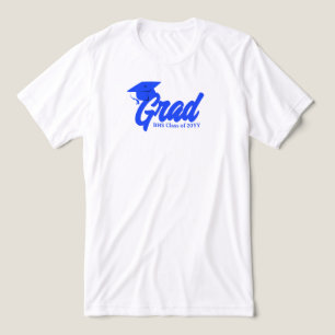 Blue and White School Colours Grad Day Personalise Tri-Blend Shirt