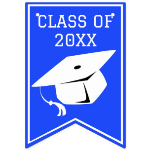 Blue and White School Colours Graduation Party Bunting
