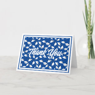 Blue and White School Colours Graduation Party Thank You Card