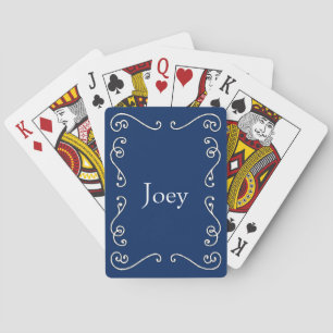 Blue and White Scrollwork Customisable Deck of Playing Cards