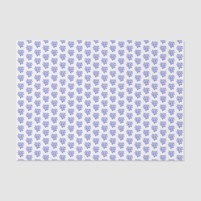 Blue and white sea coral small tissue paper (Front)