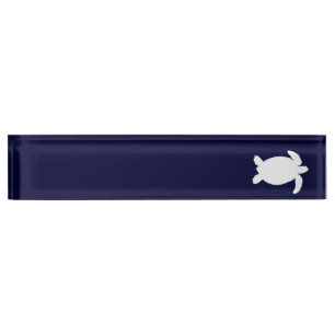 Blue and White Sea Turtle Nameplate