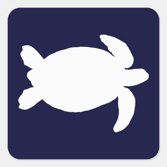 Blue and White Sea Turtle Square Sticker (Front)