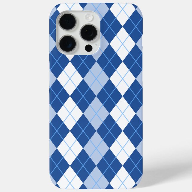 Blue and White Seamless Argyle Pattern Case-Mate iPhone Case (Back)
