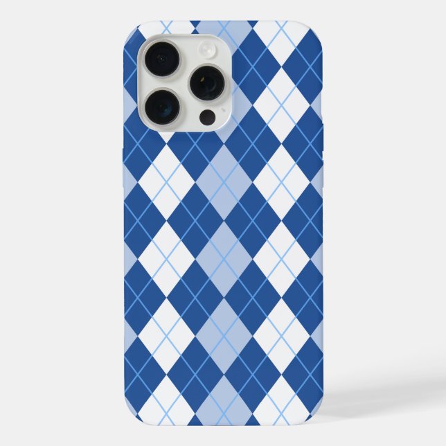 Blue and White Seamless Argyle Pattern iPhone Case (Back)