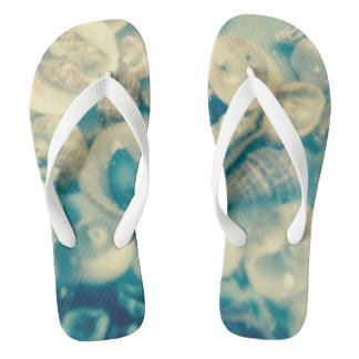 Blue and White Seashell Thongs