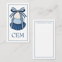 Blue and White Seashells and Ribbons Monogram
