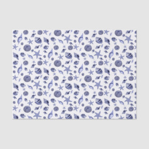 Blue and white seashells tissue paper