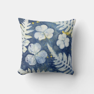 Blue and White Shamrock Cyanotype Art Cushion