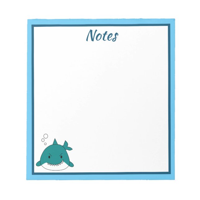 Blue And White Shark Personalised  Notepad (Front)