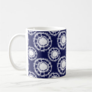 Blue and White Shibori Circles Pattern   Coffee Mug