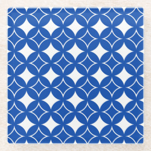 Blue and white shippo pattern glass coaster