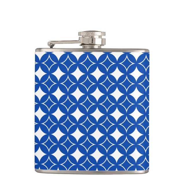 Blue and white shippo pattern hip flask (Front)