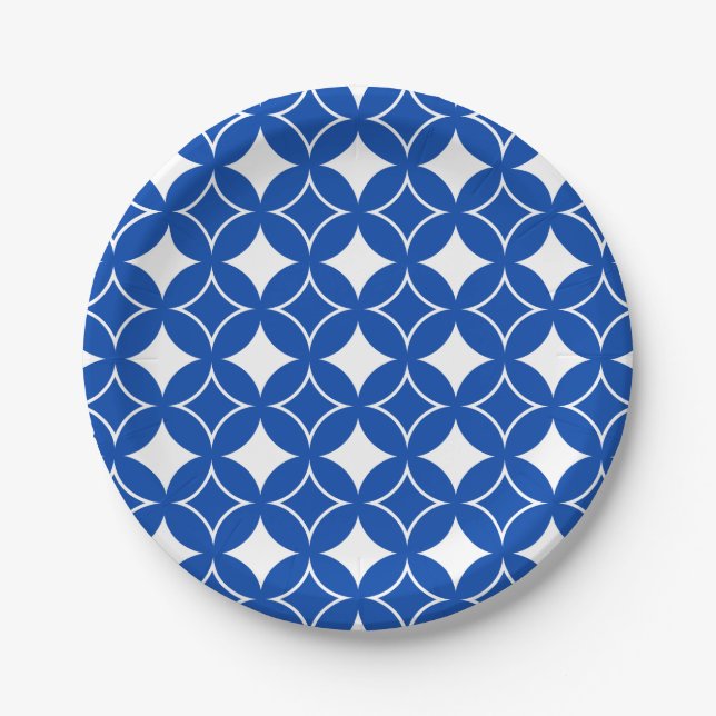 Blue and white shippo pattern paper plate (Front)