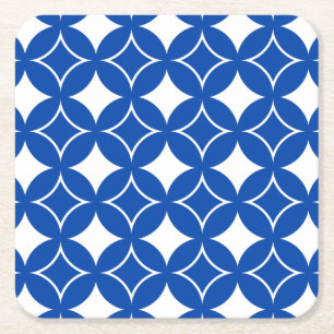 Blue and white shippo pattern square paper coaster